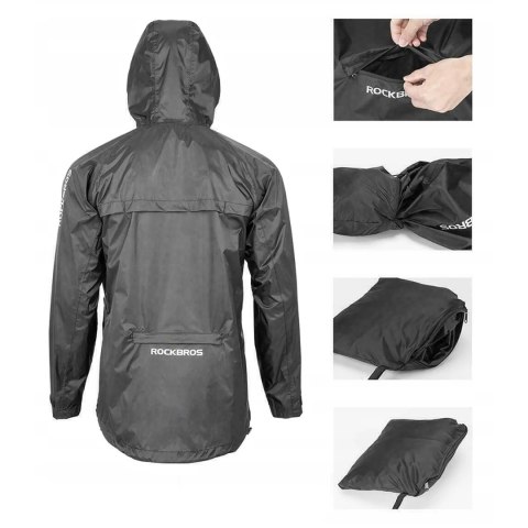 Kurtka przeciwdeszczowa Rockbros YPY013BK2XL oddychająca wiatroodporna XXL - czarna Kurtka przeciwdeszczowa Rockbros YPY013BK2XL oddychająca wiatroodporna XXL - czarna