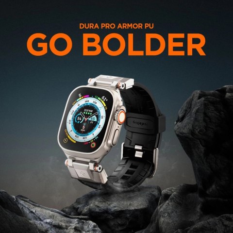 Pasek Spigen Durapro Armor PU na Apple Watch 4/5/6/7/8/9/SE/Ultra 1/2 (42 / 44 / 45 / 49 mm) - czarny Pasek Spigen Durapro Armor PU na Apple Watch 4/5/6/7/8/9/SE/Ultra 1/2 (42 / 44 / 45 / 49 mm) - czarny