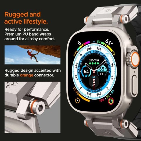 Pasek Spigen Durapro Armor PU na Apple Watch 4/5/6/7/8/9/SE/Ultra 1/2 (42 / 44 / 45 / 49 mm) - czarny Pasek Spigen Durapro Armor PU na Apple Watch 4/5/6/7/8/9/SE/Ultra 1/2 (42 / 44 / 45 / 49 mm) - czarny