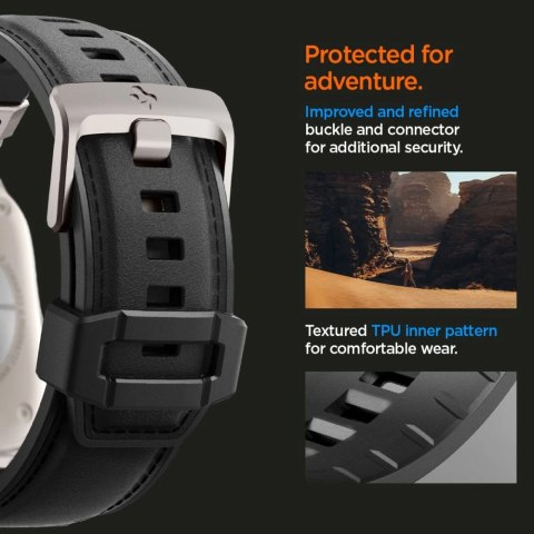 Pasek Spigen Durapro Armor PU na Apple Watch 4/5/6/7/8/9/SE/Ultra 1/2 (42 / 44 / 45 / 49 mm) - czarny Pasek Spigen Durapro Armor PU na Apple Watch 4/5/6/7/8/9/SE/Ultra 1/2 (42 / 44 / 45 / 49 mm) - czarny