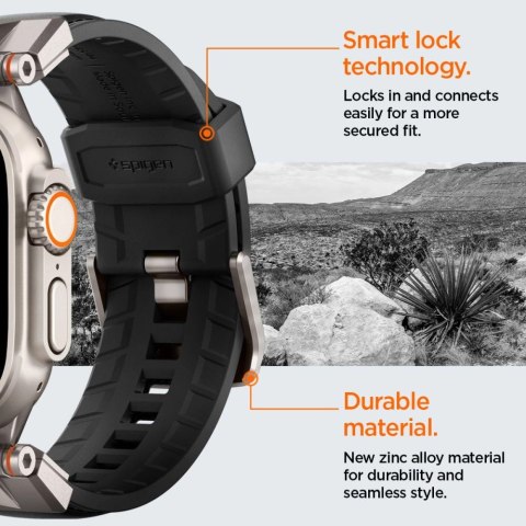 Pasek Spigen Durapro Armor PU na Apple Watch 4/5/6/7/8/9/SE/Ultra 1/2 (42 / 44 / 45 / 49 mm) - czarny Pasek Spigen Durapro Armor PU na Apple Watch 4/5/6/7/8/9/SE/Ultra 1/2 (42 / 44 / 45 / 49 mm) - czarny