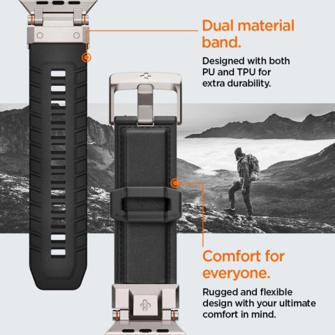 Pasek Spigen Durapro Armor PU na Apple Watch 4/5/6/7/8/9/SE/Ultra 1/2 (42 / 44 / 45 / 49 mm) - czarny Pasek Spigen Durapro Armor PU na Apple Watch 4/5/6/7/8/9/SE/Ultra 1/2 (42 / 44 / 45 / 49 mm) - czarny