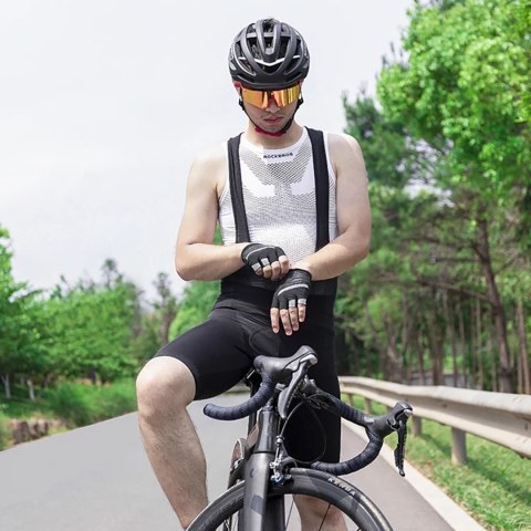 Spodenki rowerowe Rockbros RK20022XL krótkie na szelkach z wkładką XXL - czarne Spodenki rowerowe Rockbros RK20022XL krótkie na szelkach z wkładką XXL - czarne