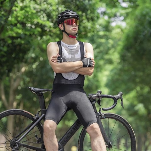 Spodenki rowerowe Rockbros RK20022XL krótkie na szelkach z wkładką XXL - czarne Spodenki rowerowe Rockbros RK20022XL krótkie na szelkach z wkładką XXL - czarne