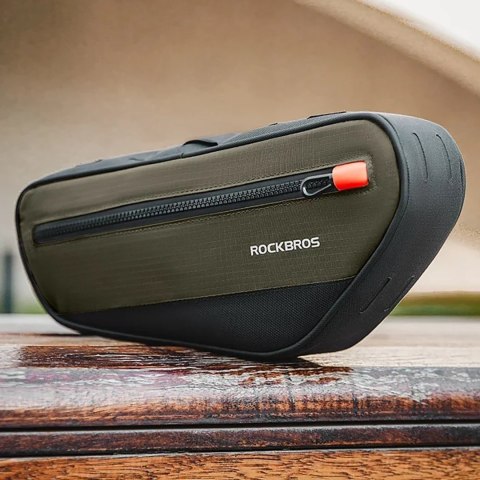 Torba Rockbros 30120079001 rowerowa na ramę 1,7 l - zielono-czarna Torba Rockbros 30120079001 rowerowa na ramę 1,7 l - zielono-czarna