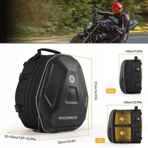 Torba Rockbros 30140026001 motocyklowa na bak 35 l - czarna Torba Rockbros 30140026001 motocyklowa na bak 35 l - czarna