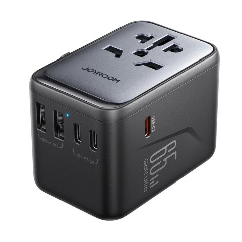 Adapter podróżny Joyroom JR-TCW02 65W uniwersalny EU / US / JP / AU / UK / CN - czarny Adapter podróżny Joyroom JR-TCW02 65W uniwersalny EU / US / JP / AU / UK / CN - czarny
