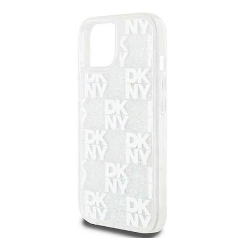 Etui DKNY Liquid Glitter Multilogo na iPhone 15 / 14 / 13 - białe Etui DKNY Liquid Glitter Multilogo na iPhone 15 / 14 / 13 - białe