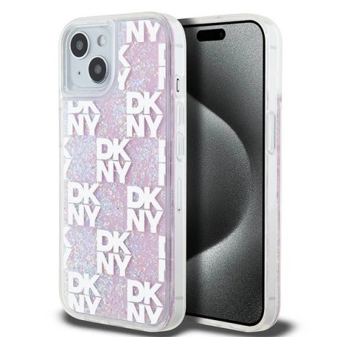 Etui DKNY Liquid Glitter Multilogo na iPhone 15 / 14 / 13 - różowe Etui DKNY Liquid Glitter Multilogo na iPhone 15 / 14 / 13 - różowe