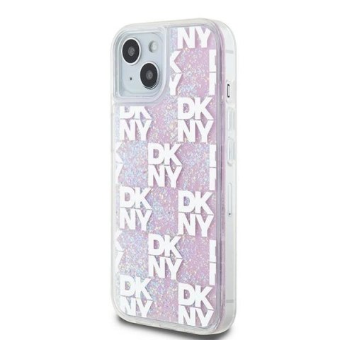 Etui DKNY Liquid Glitter Multilogo na iPhone 15 / 14 / 13 - różowe Etui DKNY Liquid Glitter Multilogo na iPhone 15 / 14 / 13 - różowe