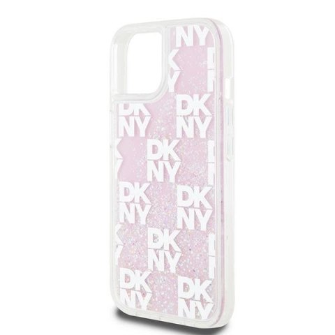 Etui DKNY Liquid Glitter Multilogo na iPhone 15 / 14 / 13 - różowe Etui DKNY Liquid Glitter Multilogo na iPhone 15 / 14 / 13 - różowe