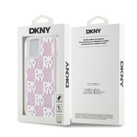 Etui DKNY Liquid Glitter Multilogo na iPhone 15 / 14 / 13 - różowe Etui DKNY Liquid Glitter Multilogo na iPhone 15 / 14 / 13 - różowe