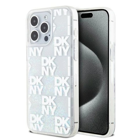 Etui DKNY Liquid Glitter Multilogo na iPhone 15 Pro Max - białe Etui DKNY Liquid Glitter Multilogo na iPhone 15 Pro Max - białe