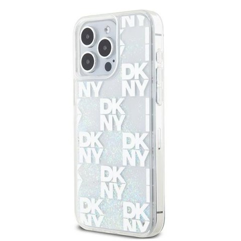 Etui DKNY Liquid Glitter Multilogo na iPhone 15 Pro Max - białe Etui DKNY Liquid Glitter Multilogo na iPhone 15 Pro Max - białe