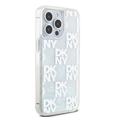 Etui DKNY Liquid Glitter Multilogo na iPhone 15 Pro Max - białe Etui DKNY Liquid Glitter Multilogo na iPhone 15 Pro Max - białe
