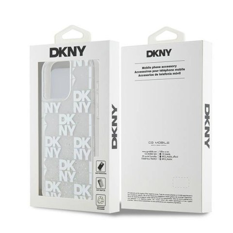 Etui DKNY Liquid Glitter Multilogo na iPhone 15 Pro Max - białe Etui DKNY Liquid Glitter Multilogo na iPhone 15 Pro Max - białe