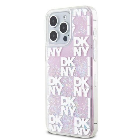 Etui DKNY Liquid Glitter Multilogo na iPhone 15 Pro Max - różowe Etui DKNY Liquid Glitter Multilogo na iPhone 15 Pro Max - różowe