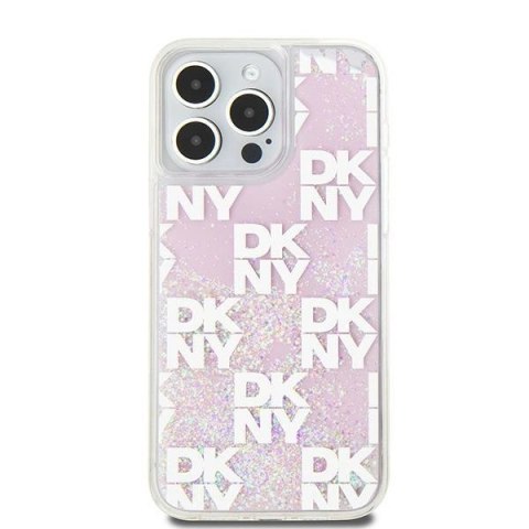 Etui DKNY Liquid Glitter Multilogo na iPhone 15 Pro Max - różowe Etui DKNY Liquid Glitter Multilogo na iPhone 15 Pro Max - różowe