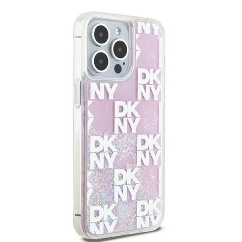 Etui DKNY Liquid Glitter Multilogo na iPhone 15 Pro Max - różowe Etui DKNY Liquid Glitter Multilogo na iPhone 15 Pro Max - różowe