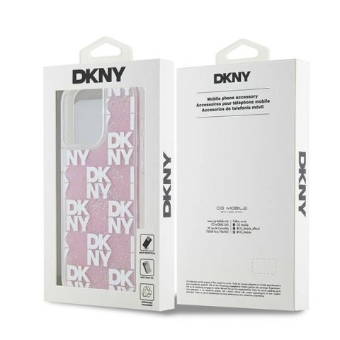 Etui DKNY Liquid Glitter Multilogo na iPhone 15 Pro Max - różowe Etui DKNY Liquid Glitter Multilogo na iPhone 15 Pro Max - różowe