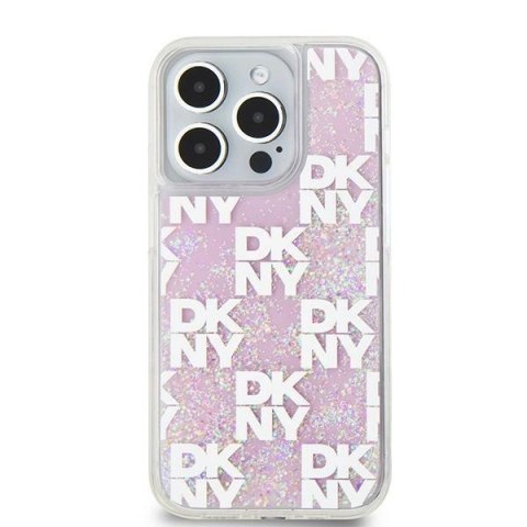 Etui DKNY Liquid Glitter Multilogo na iPhone 15 Pro - różowe Etui DKNY Liquid Glitter Multilogo na iPhone 15 Pro - różowe