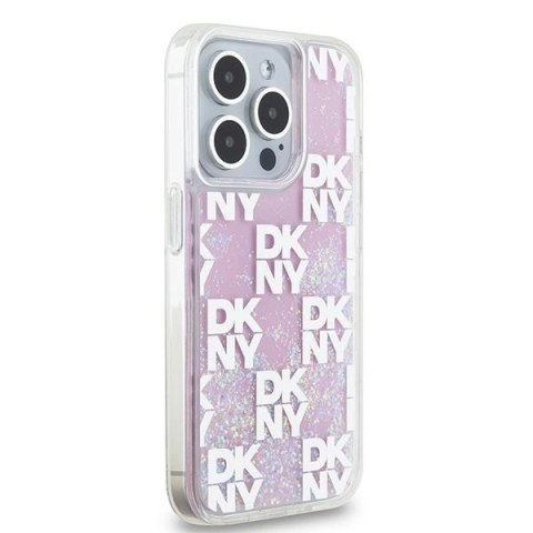 Etui DKNY Liquid Glitter Multilogo na iPhone 15 Pro - różowe Etui DKNY Liquid Glitter Multilogo na iPhone 15 Pro - różowe