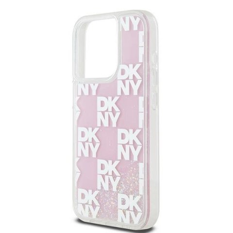 Etui DKNY Liquid Glitter Multilogo na iPhone 15 Pro - różowe Etui DKNY Liquid Glitter Multilogo na iPhone 15 Pro - różowe