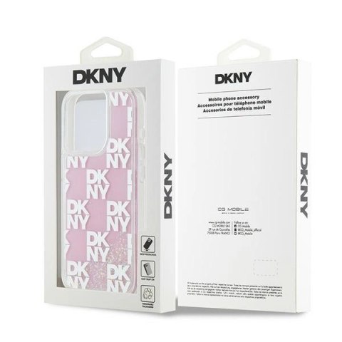 Etui DKNY Liquid Glitter Multilogo na iPhone 15 Pro - różowe Etui DKNY Liquid Glitter Multilogo na iPhone 15 Pro - różowe