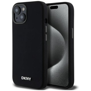 Etui DKNY Liquid Silicone Small Metal Logo MagSafe na iPhone 14 / 15 / 13 - czarne