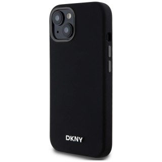 Etui DKNY Liquid Silicone Small Metal Logo MagSafe na iPhone 14 / 15 / 13 - czarne