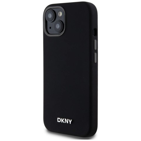 Etui DKNY Liquid Silicone Small Metal Logo MagSafe na iPhone 14 / 15 / 13 - czarne