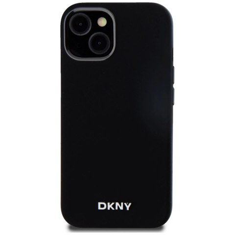 Etui DKNY Liquid Silicone Small Metal Logo MagSafe na iPhone 14 / 15 / 13 - czarne