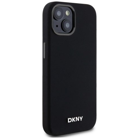 Etui DKNY Liquid Silicone Small Metal Logo MagSafe na iPhone 14 / 15 / 13 - czarne