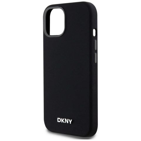 Etui DKNY Liquid Silicone Small Metal Logo MagSafe na iPhone 14 / 15 / 13 - czarne