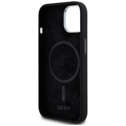 Etui DKNY Liquid Silicone Small Metal Logo MagSafe na iPhone 14 / 15 / 13 - czarne