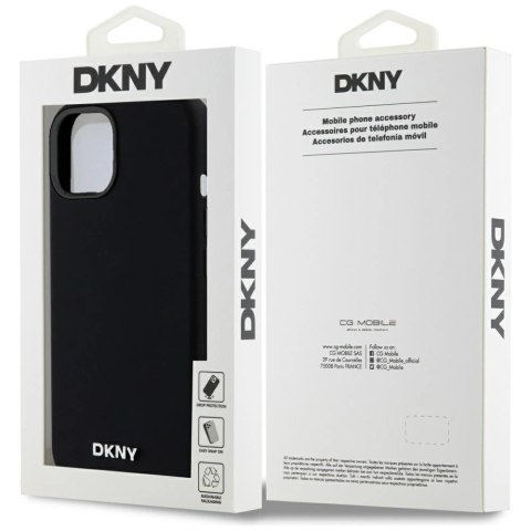 Etui DKNY Liquid Silicone Small Metal Logo MagSafe na iPhone 14 / 15 / 13 - czarne