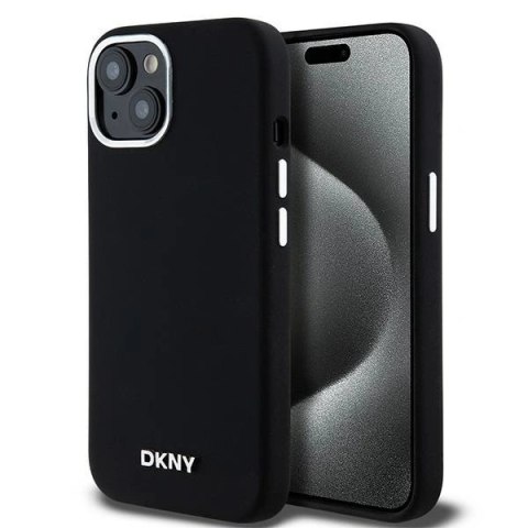 Etui DKNY Liquid Silicone Small Metal Logo MagSafe na iPhone 15 / 14 / 13 - czarne Etui DKNY Liquid Silicone Small Metal Logo MagSafe na iPhone 15 / 14 / 13 - czarne