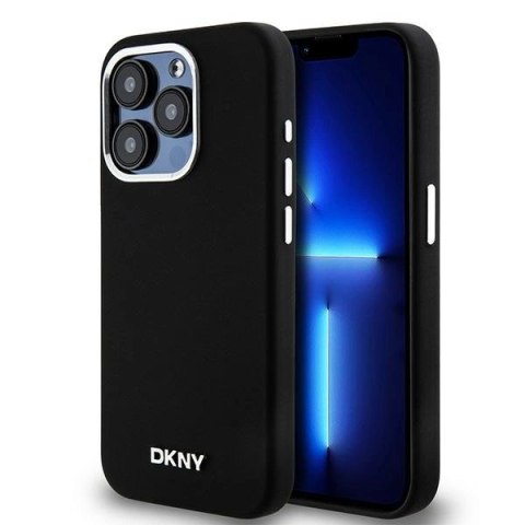 Etui DKNY Liquid Silicone Small Metal Logo MagSafe na iPhone 15 Pro - czarne Etui DKNY Liquid Silicone Small Metal Logo MagSafe na iPhone 15 Pro - czarne