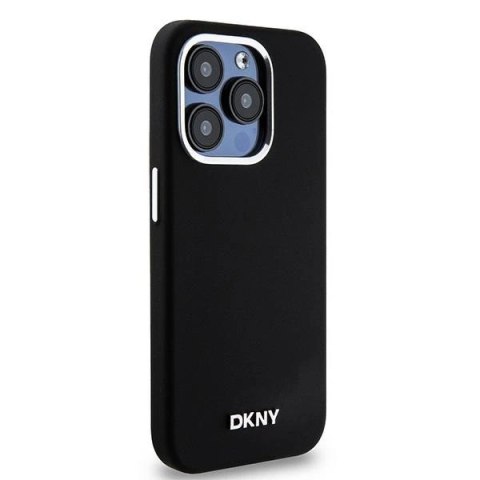 Etui DKNY Liquid Silicone Small Metal Logo MagSafe na iPhone 15 Pro - czarne Etui DKNY Liquid Silicone Small Metal Logo MagSafe na iPhone 15 Pro - czarne