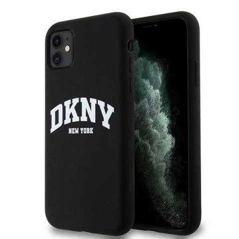 Etui DKNY Liquid Silicone White Printed Logo MagSafe na iPhone 11 / Xr - czarne Etui DKNY Liquid Silicone White Printed Logo MagSafe na iPhone 11 / Xr - czarne