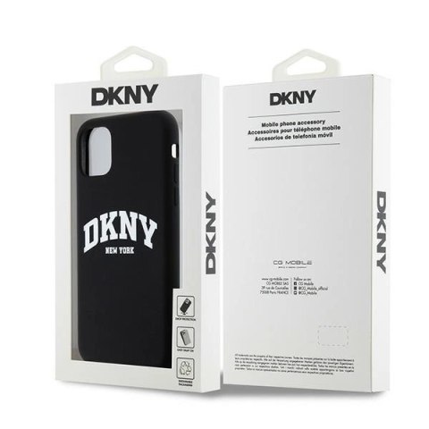 Etui DKNY Liquid Silicone White Printed Logo MagSafe na iPhone 11 / Xr - czarne Etui DKNY Liquid Silicone White Printed Logo MagSafe na iPhone 11 / Xr - czarne