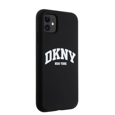 Etui DKNY Liquid Silicone White Printed Logo MagSafe na iPhone 11 / Xr - czarne Etui DKNY Liquid Silicone White Printed Logo MagSafe na iPhone 11 / Xr - czarne