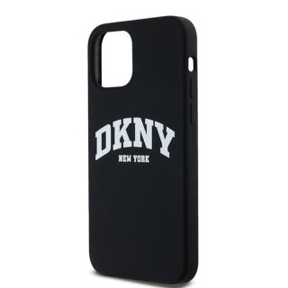 Etui DKNY Liquid Silicone White Printed Logo MagSafe na iPhone 12/12 Pro - czarne