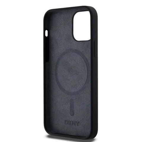 Etui DKNY Liquid Silicone White Printed Logo MagSafe na iPhone 12/12 Pro - czarne Etui DKNY Liquid Silicone White Printed Logo MagSafe na iPhone 12/12 Pro - czarne