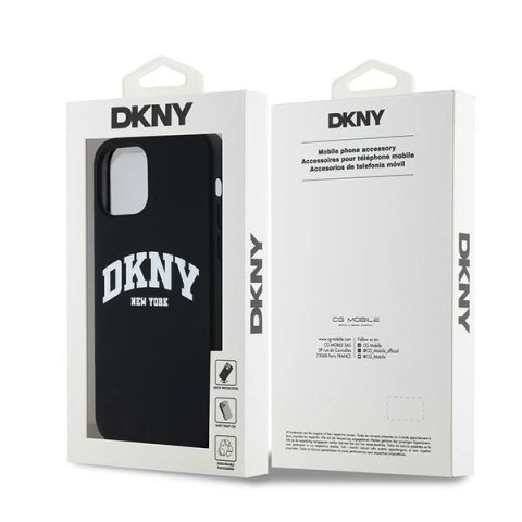 Etui DKNY Liquid Silicone White Printed Logo MagSafe na iPhone 12/12 Pro - czarne Etui DKNY Liquid Silicone White Printed Logo MagSafe na iPhone 12/12 Pro - czarne