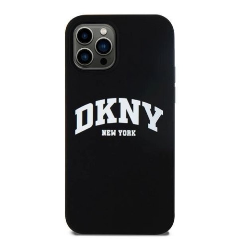 Etui DKNY Liquid Silicone White Printed Logo MagSafe na iPhone 12/12 Pro - czarne Etui DKNY Liquid Silicone White Printed Logo MagSafe na iPhone 12/12 Pro - czarne
