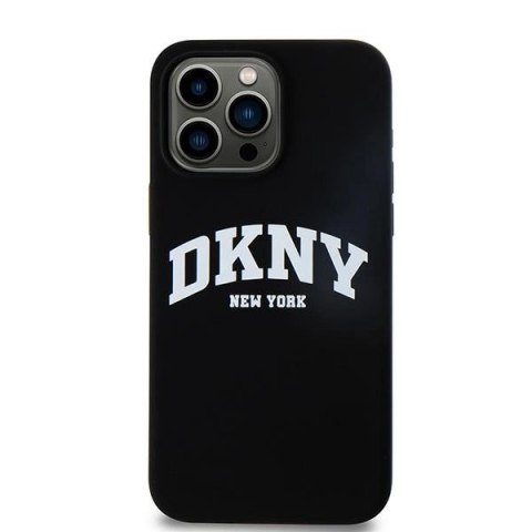 Etui DKNY Liquid Silicone White Printed Logo MagSafe na iPhone 13 Pro Max - czarne Etui DKNY Liquid Silicone White Printed Logo MagSafe na iPhone 13 Pro Max - czarne