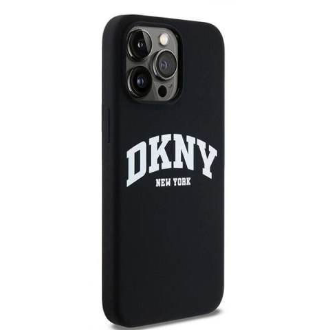 Etui DKNY Liquid Silicone White Printed Logo MagSafe na iPhone 13 Pro Max - czarne Etui DKNY Liquid Silicone White Printed Logo MagSafe na iPhone 13 Pro Max - czarne