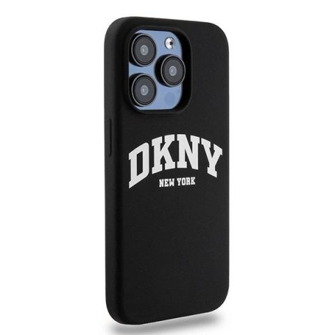 Etui DKNY Liquid Silicone White Printed Logo MagSafe na iPhone 14 Pro - czarne Etui DKNY Liquid Silicone White Printed Logo MagSafe na iPhone 14 Pro - czarne