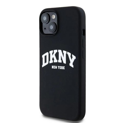 Etui DKNY Liquid Silicone White Printed Logo MagSafe na iPhone 15 Plus / 14 Plus - czarne Etui DKNY Liquid Silicone White Printed Logo MagSafe na iPhone 15 Plus / 14 Plus - czarne